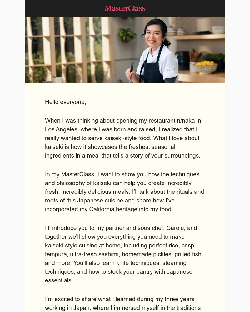  - My MasterClass on modern Japanese cooking is here