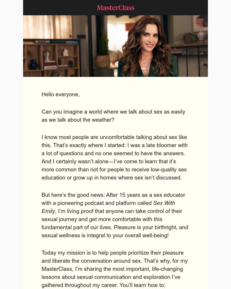  - My MasterClass on sex and communication is here