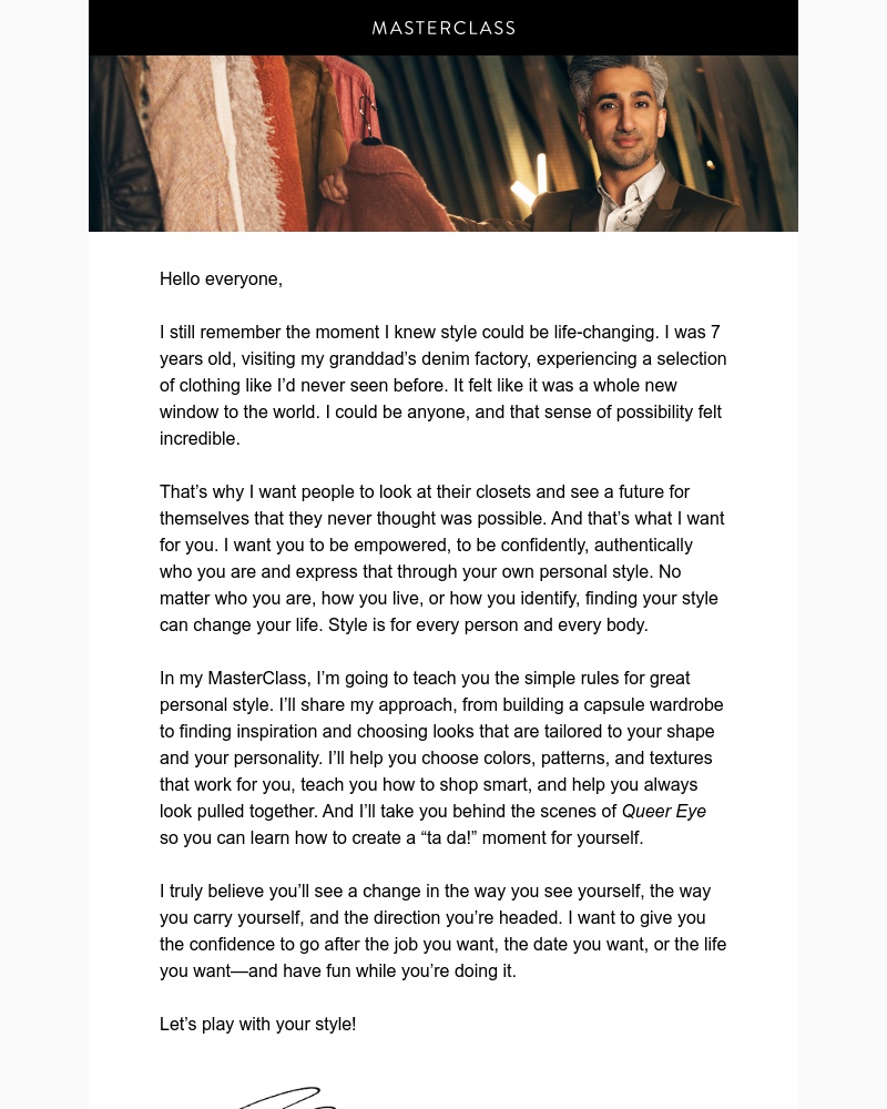 - My MasterClass on Style for Everyone is here