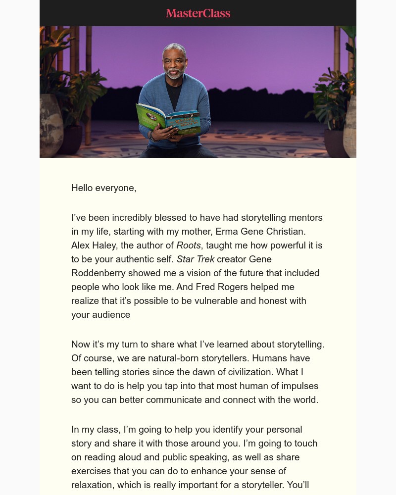  - My MasterClass on the power of storytelling is here