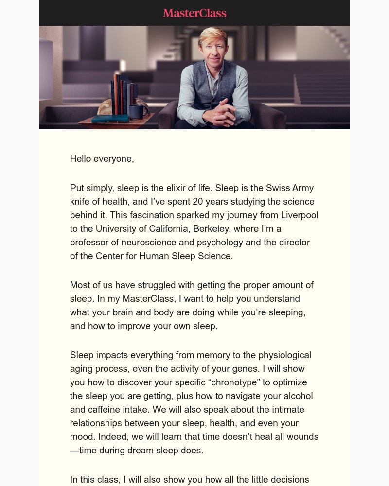  - My MasterClass on the science of better sleep is here