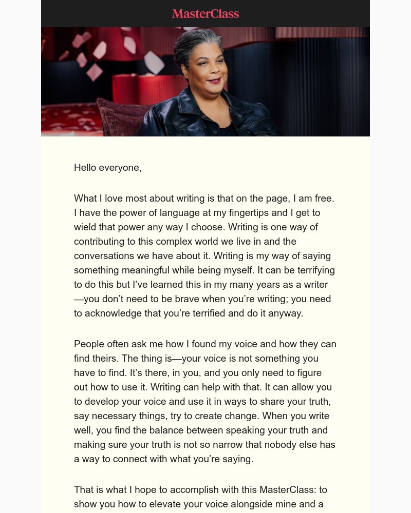 - My MasterClass on writing for social change is here