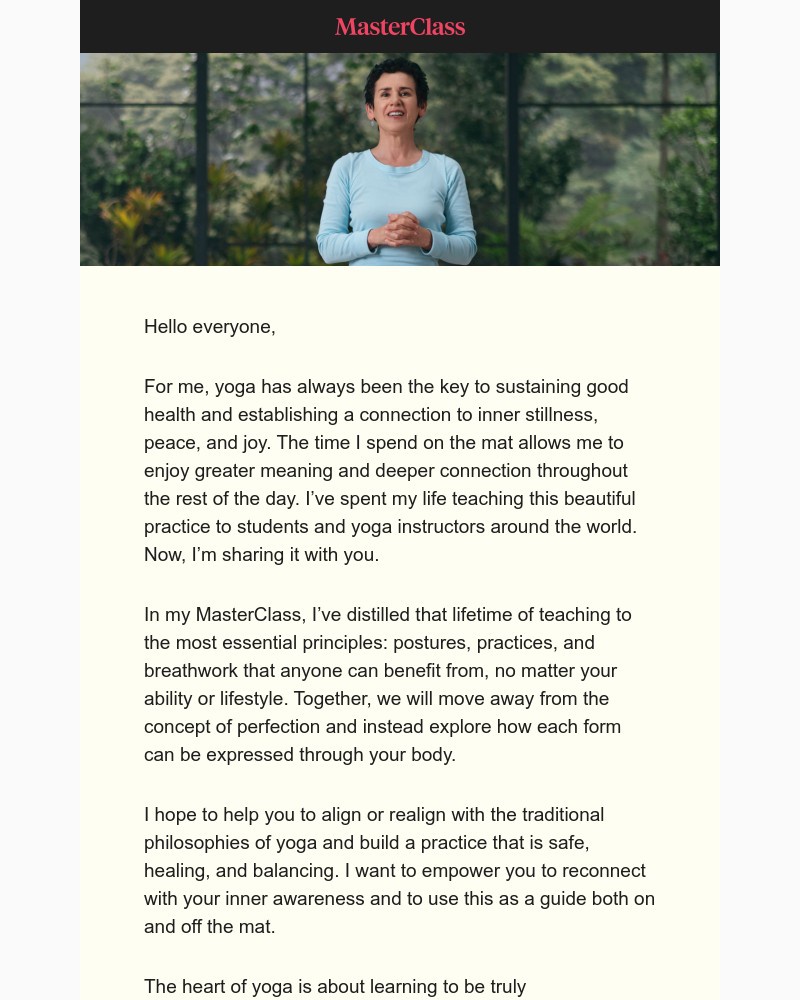 - My MasterClass on yoga foundations is here