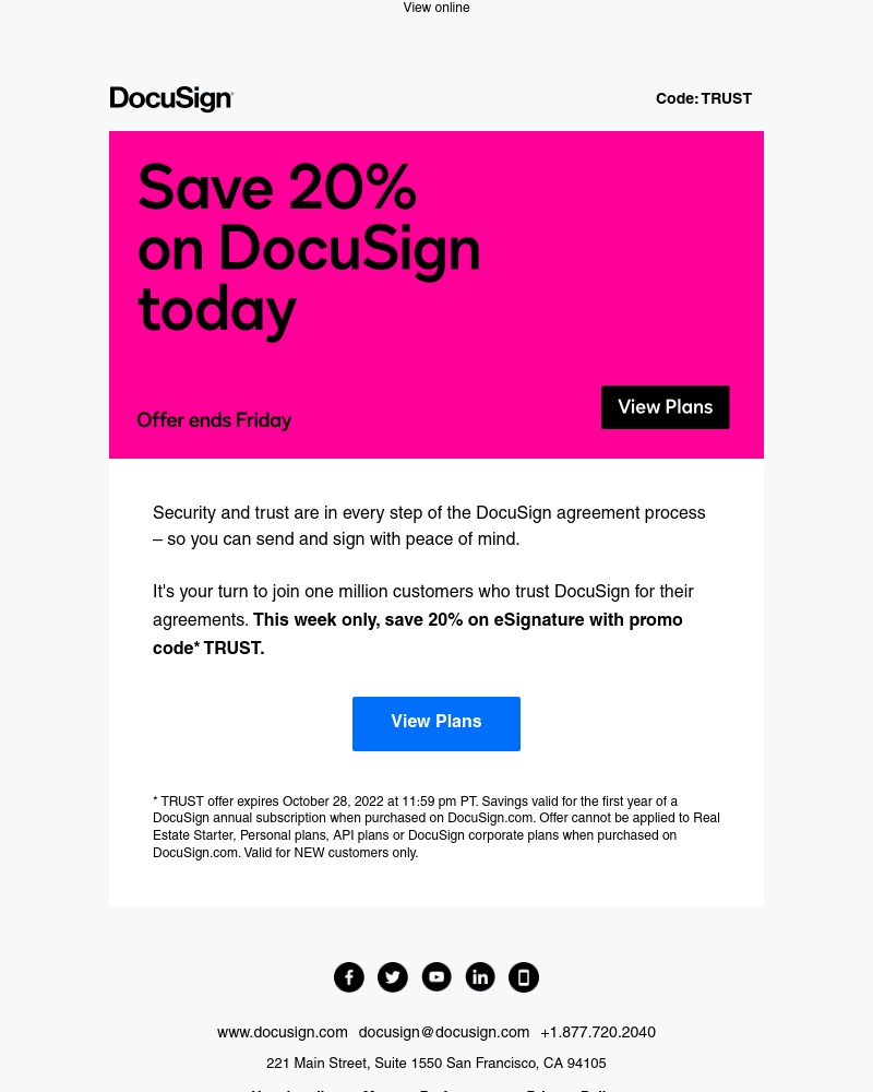 Docusign - Need documents signed? Save 20% now.