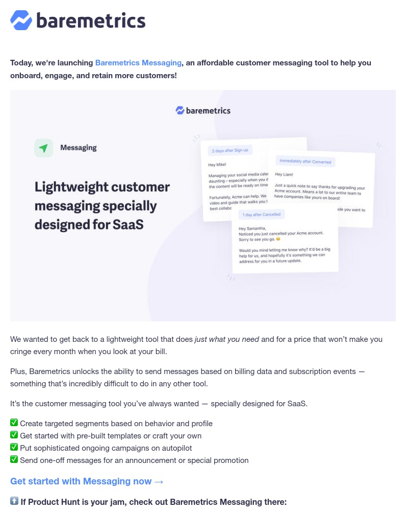 Baremetrics - NEW: Baremetrics Messaging 📨