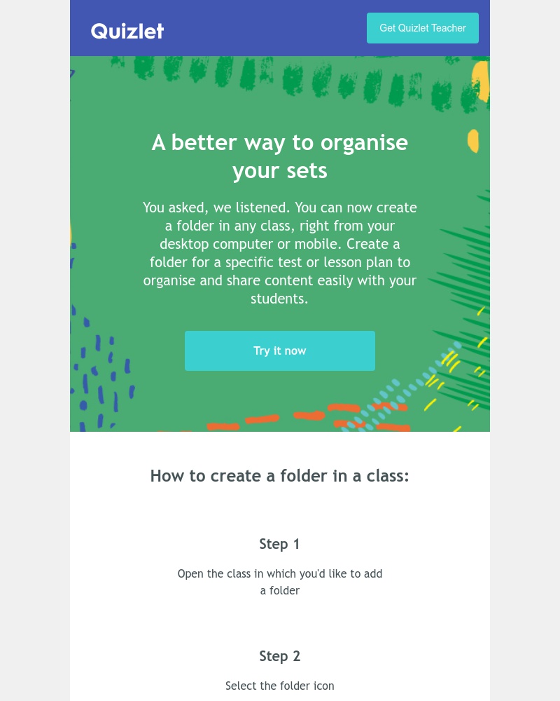 Quizlet - New: class folders