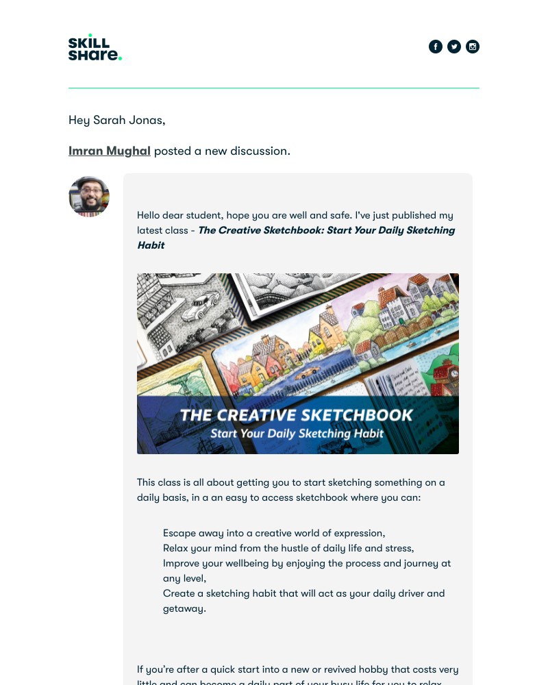 Skillshare - New Class Published! The Creative Sketchbook