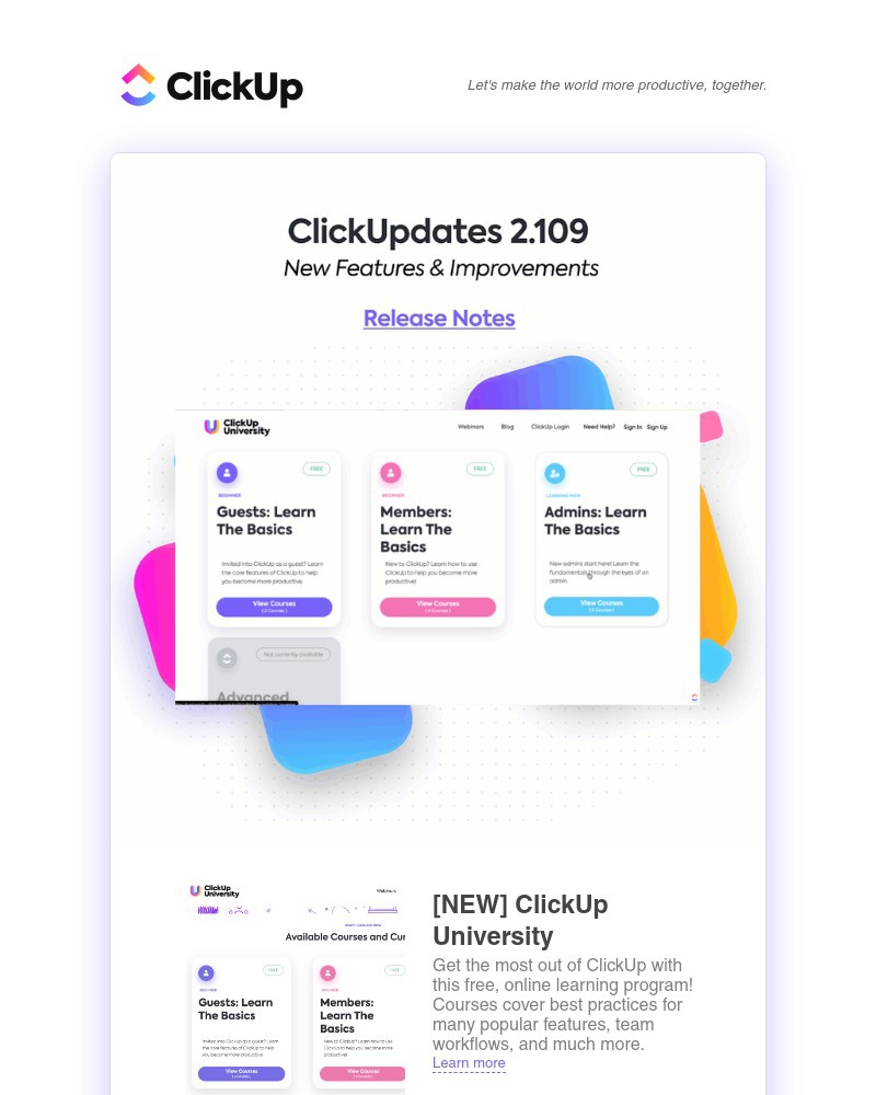 ClickUp - [NEW] ClickUp University, Columns in Docs, Notepad, & Descriptions, ➕ more!