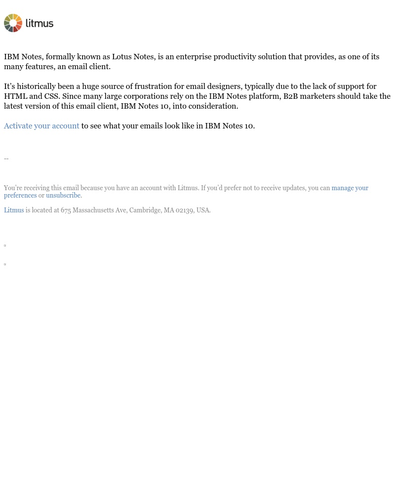 Litmus - New email client update alert: IBM Notes 10
