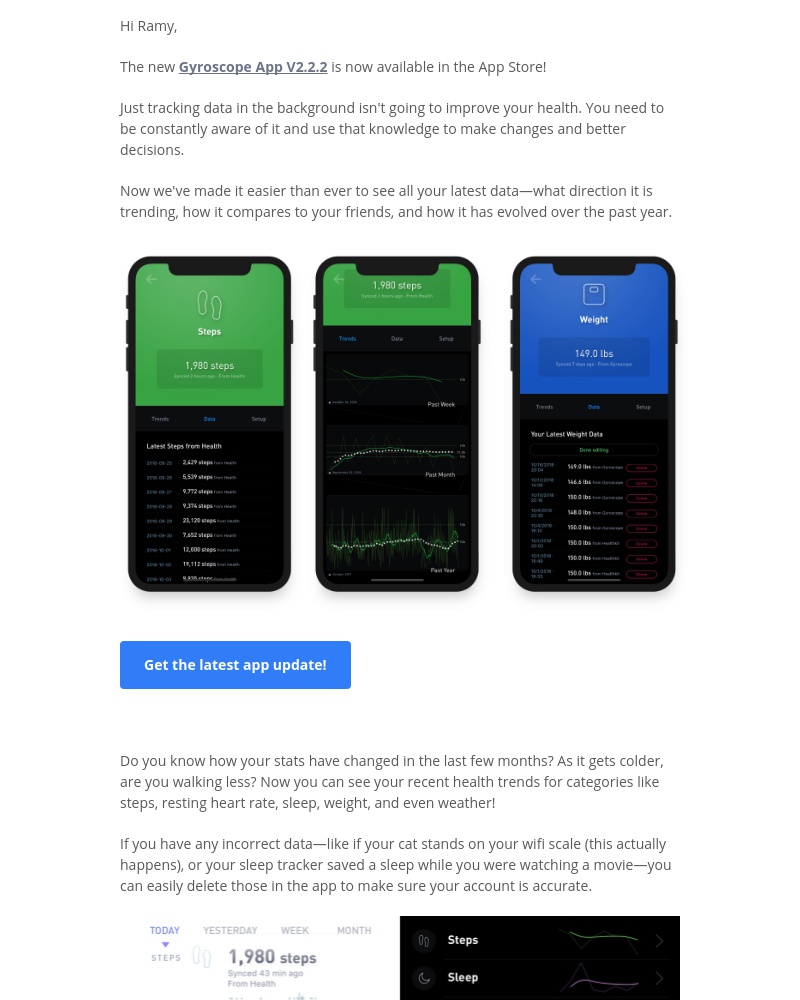 Gyroscope - New features for you: Data Trends, Notification Settings, & Health Score beta