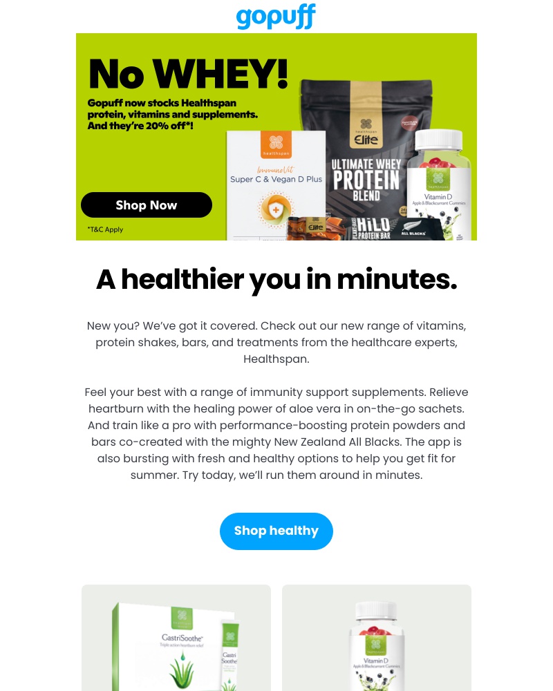 Gopuff - New feel-good healthcare range added.