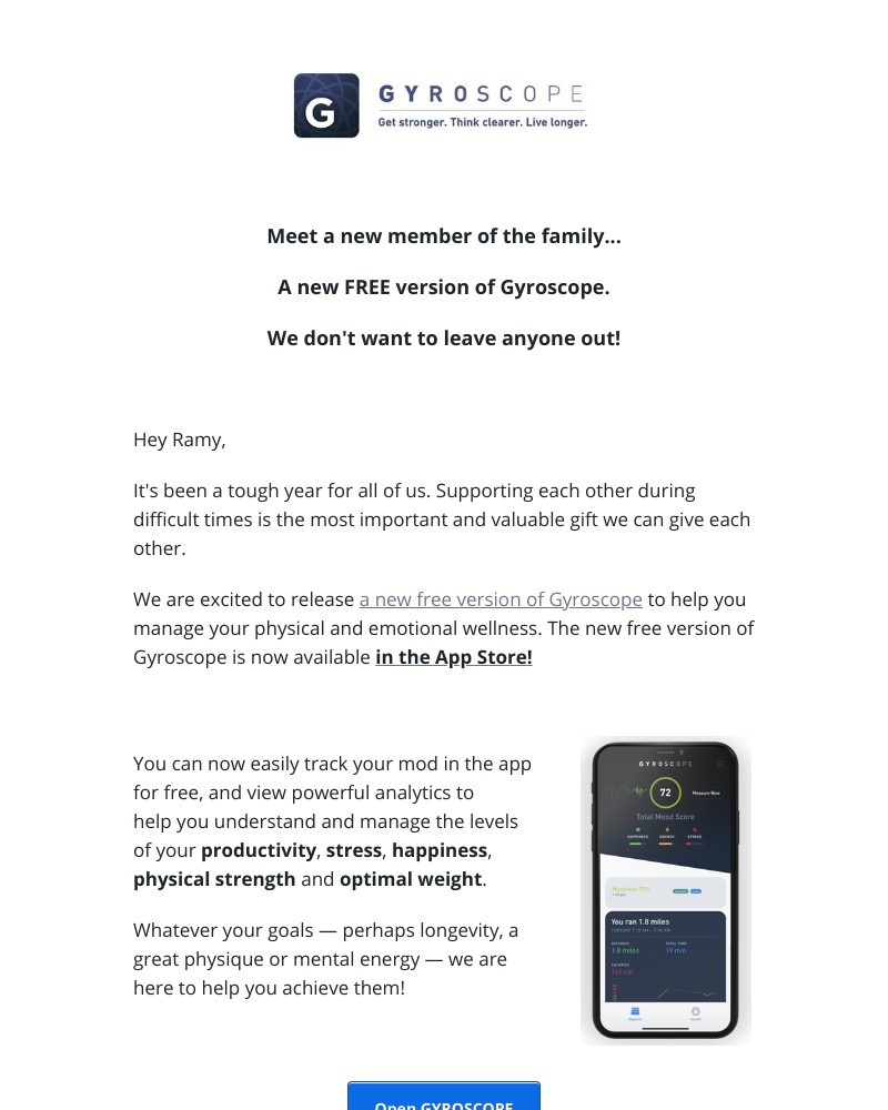 Gyroscope - New FREE tools to manage your mind & stress in Gyroscope, Ramy! 🧠