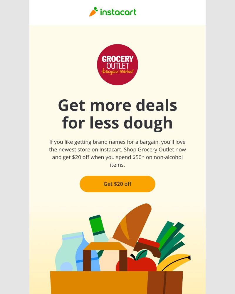 Instacart - New: Grocery Outlet delivery–plus $20 off