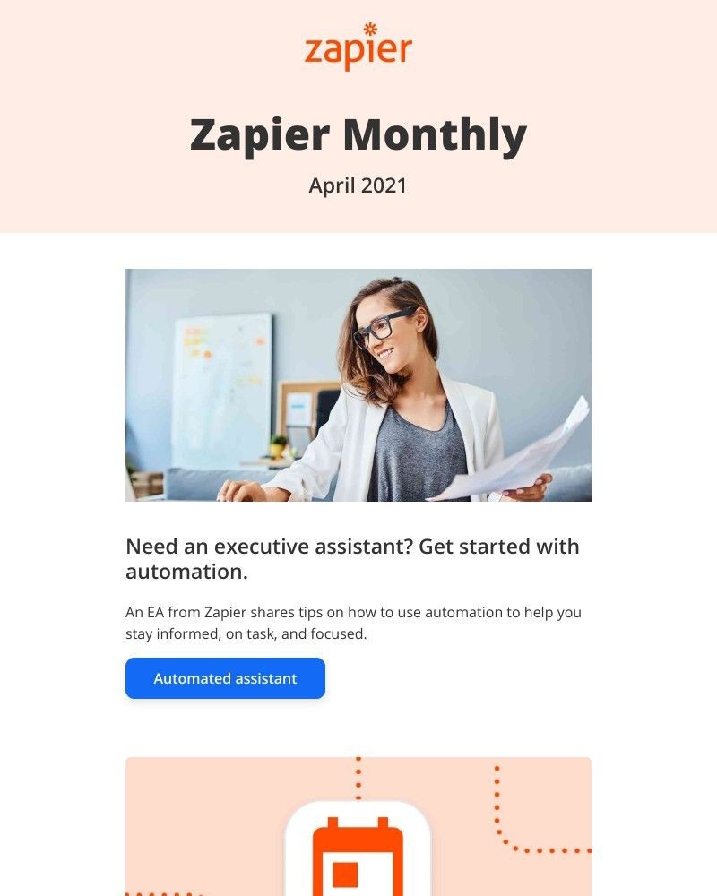 Zapier - New in April: Build your own automated assistant, 11 updates, and 13 new apps