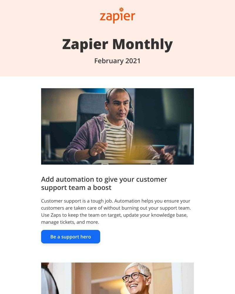 Zapier - New in February: Boost your customer support with automation, 2 updates, and 17 new apps