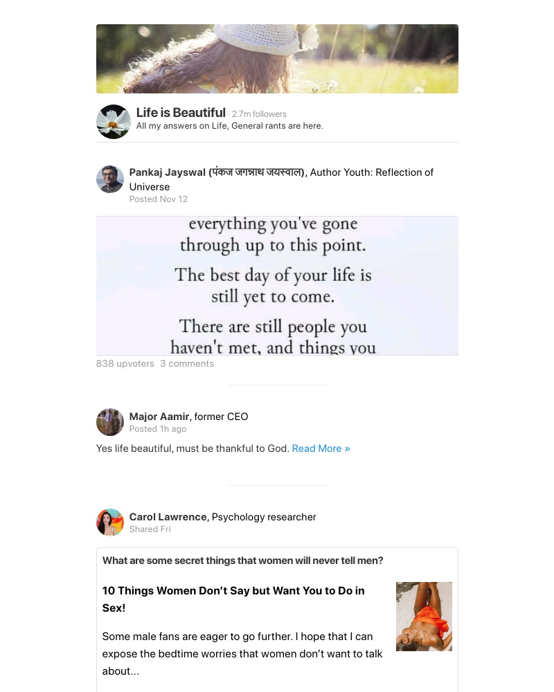 Quora - New in Life is Beautiful