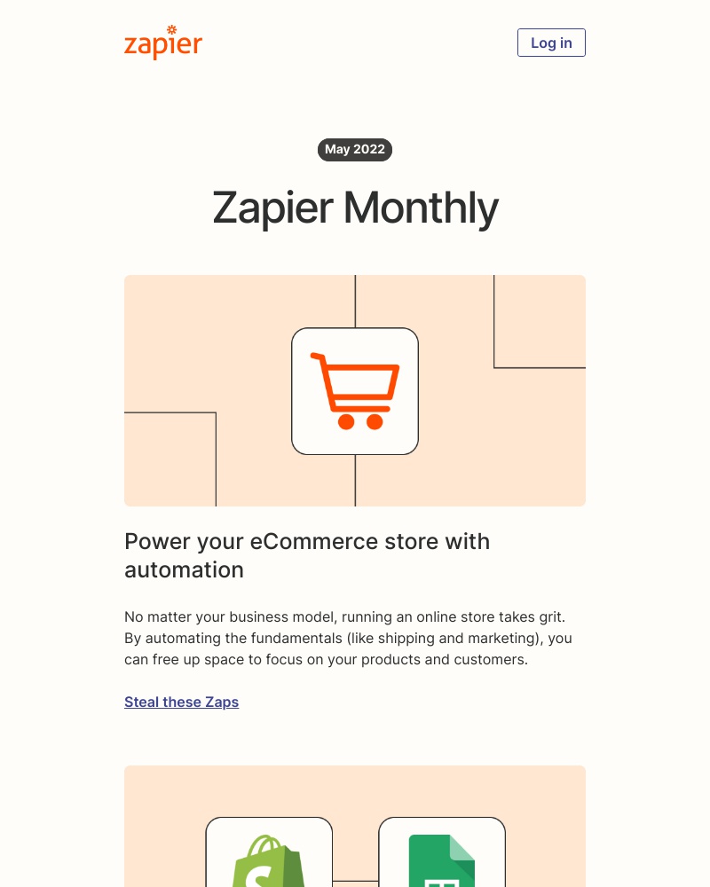 Zapier - New in May: Automate your eCommerce store, 13 updates, and 13 new apps