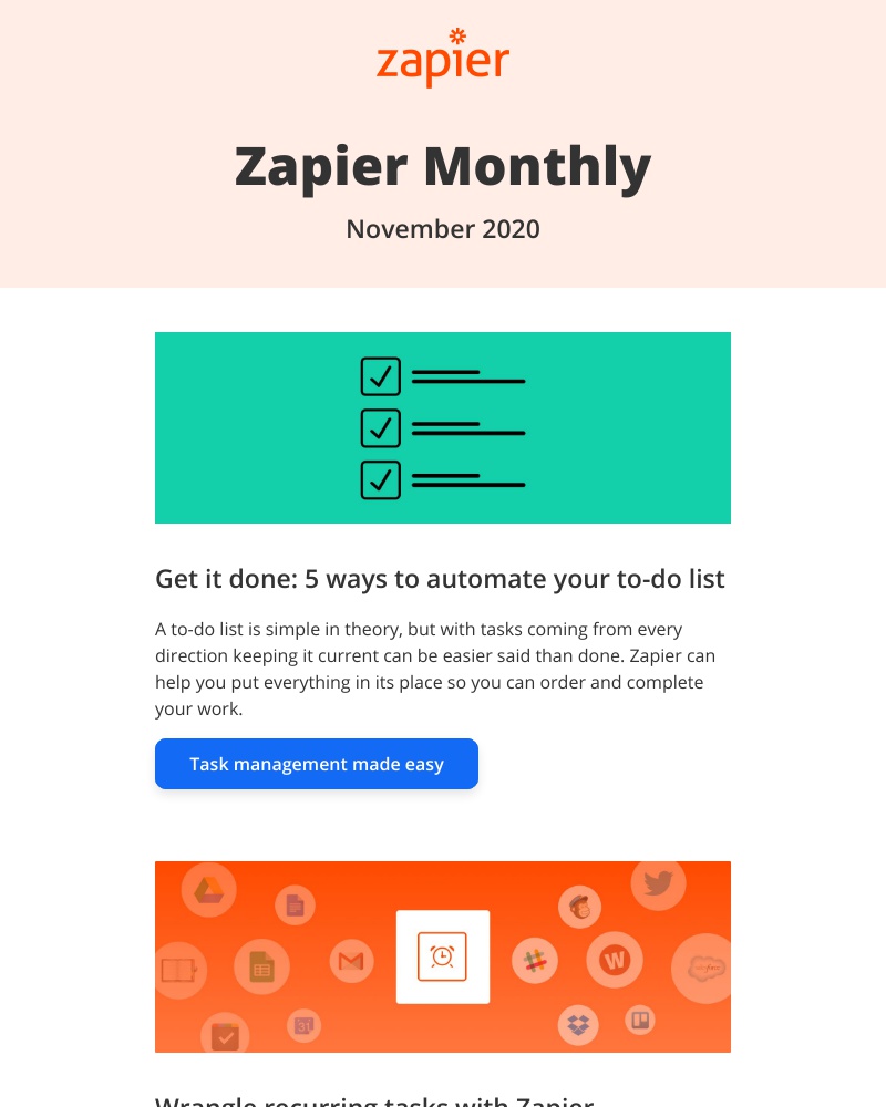 Zapier - New in November: Get your tasks under control with Zapier, 7 updates, and 14 new apps