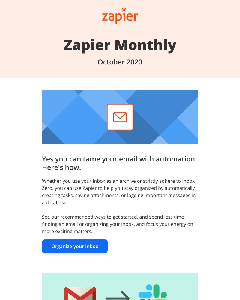 Zapier - New in October: Tame your inbox with automation, 2 updates, and 20 new apps