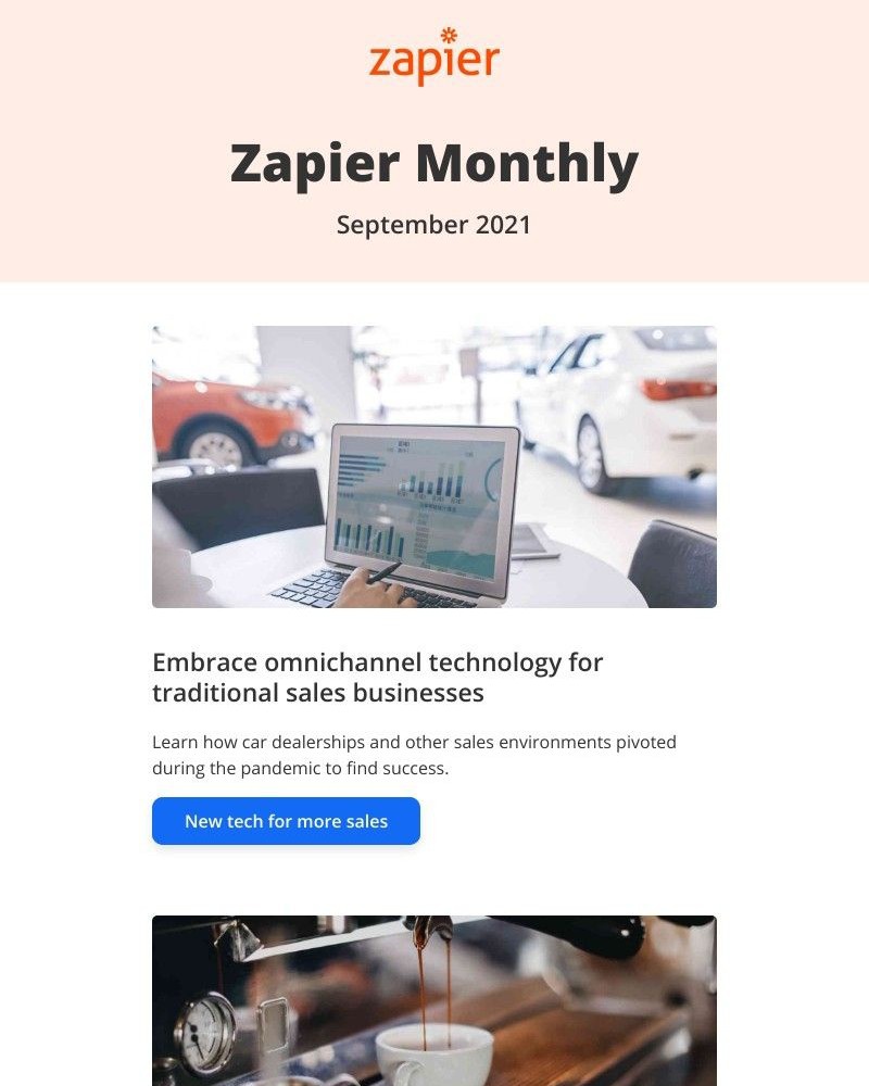 Zapier - New in September: Improve sales (and your sales process), 9 updates, and 12 new apps