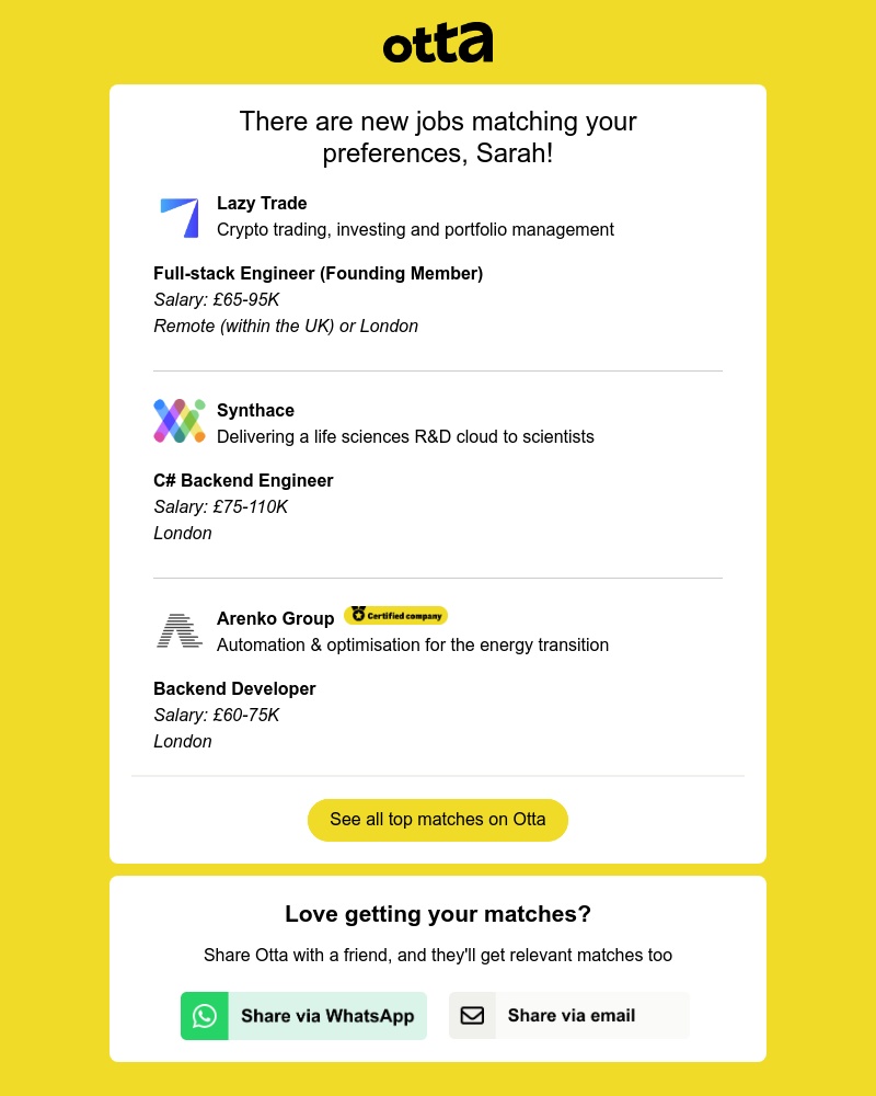 Otta - New match: Full-stack Engineer at Lazy Trade