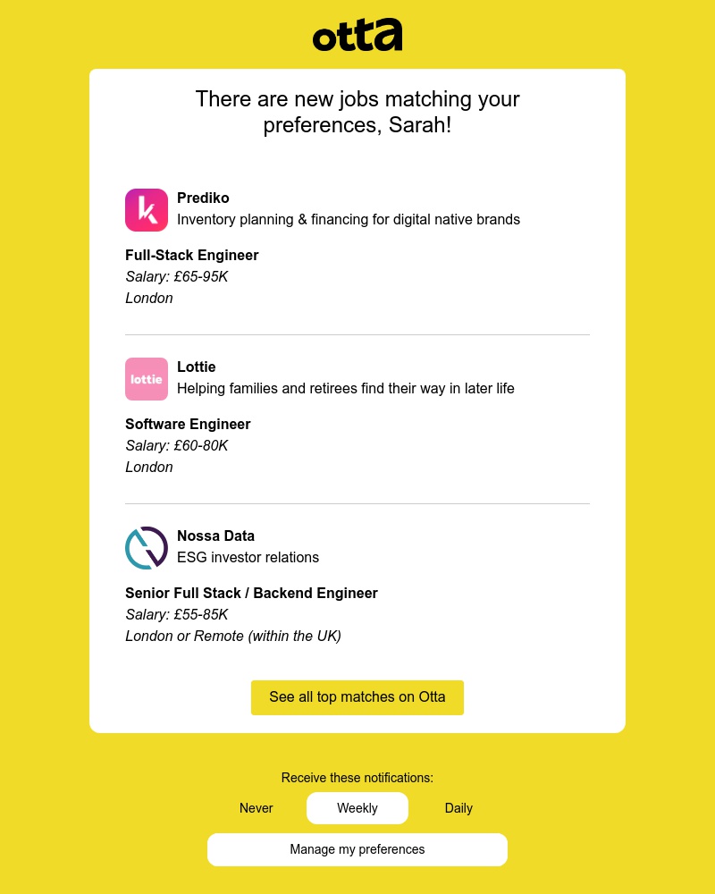 Otta - New match: Full-Stack Engineer at Prediko