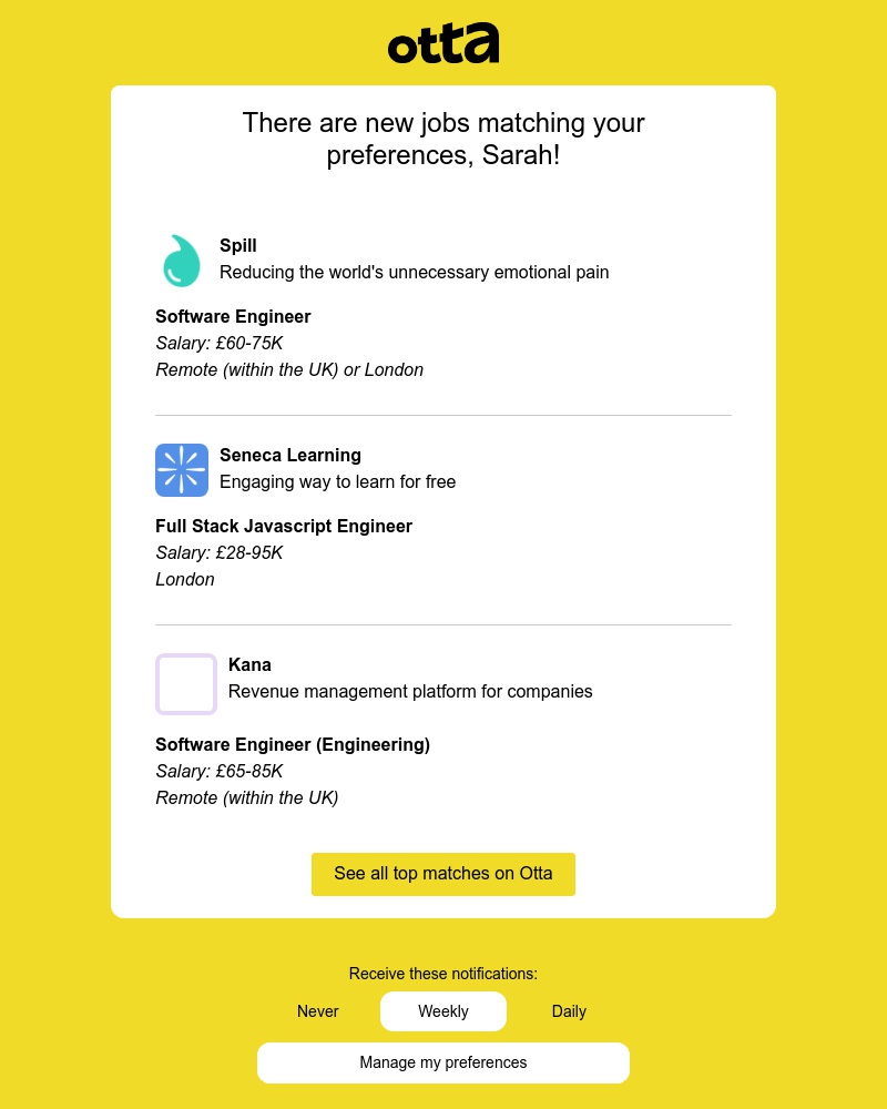 Otta - New match: Software Engineer at Spill
