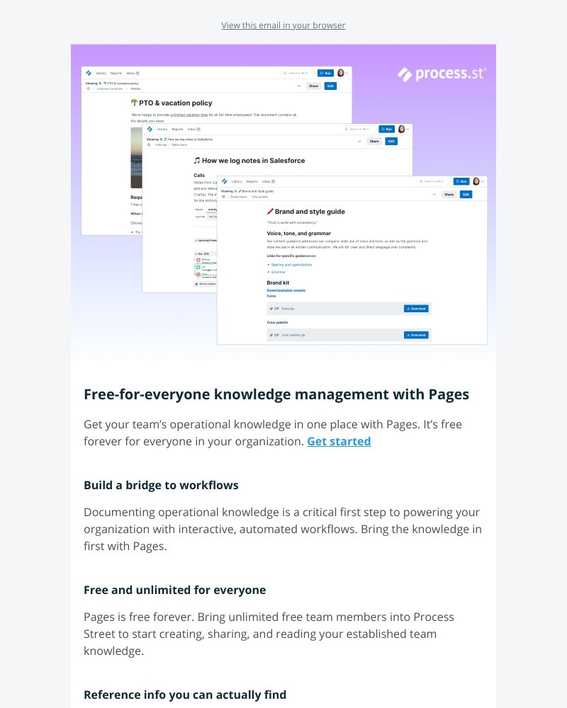 Process Street - New: Pages, your free-for-everyone home for team knowledge