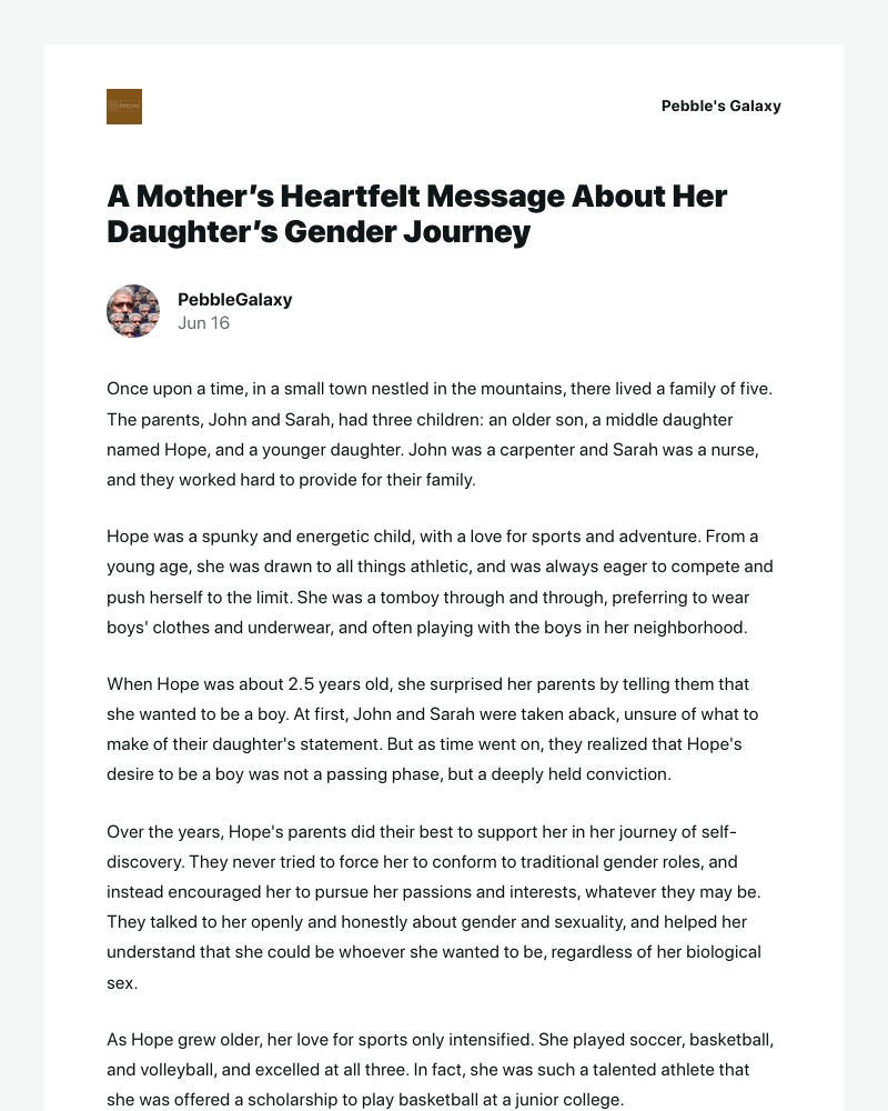 WordPress - [New post] A Mother’s Heartfelt Message About Her Daughter’s Gender Journey