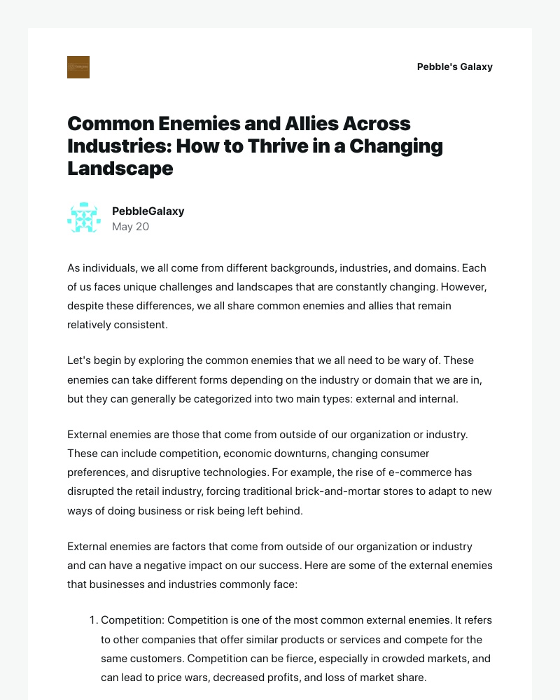 WordPress - [New post] Common Enemies and Allies Across Industries: How to Thrive in a Changing Landscape