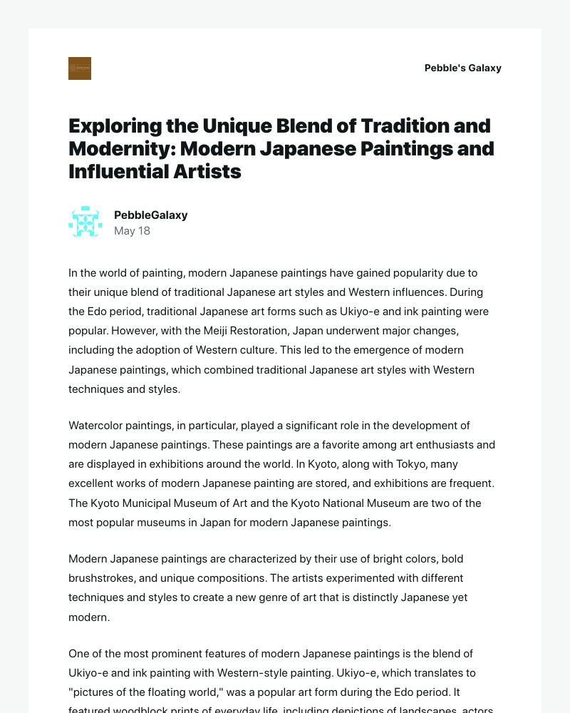 WordPress - [New post] Exploring the Unique Blend of Tradition and Modernity: Modern Japanese Paintings and Influential Artists
