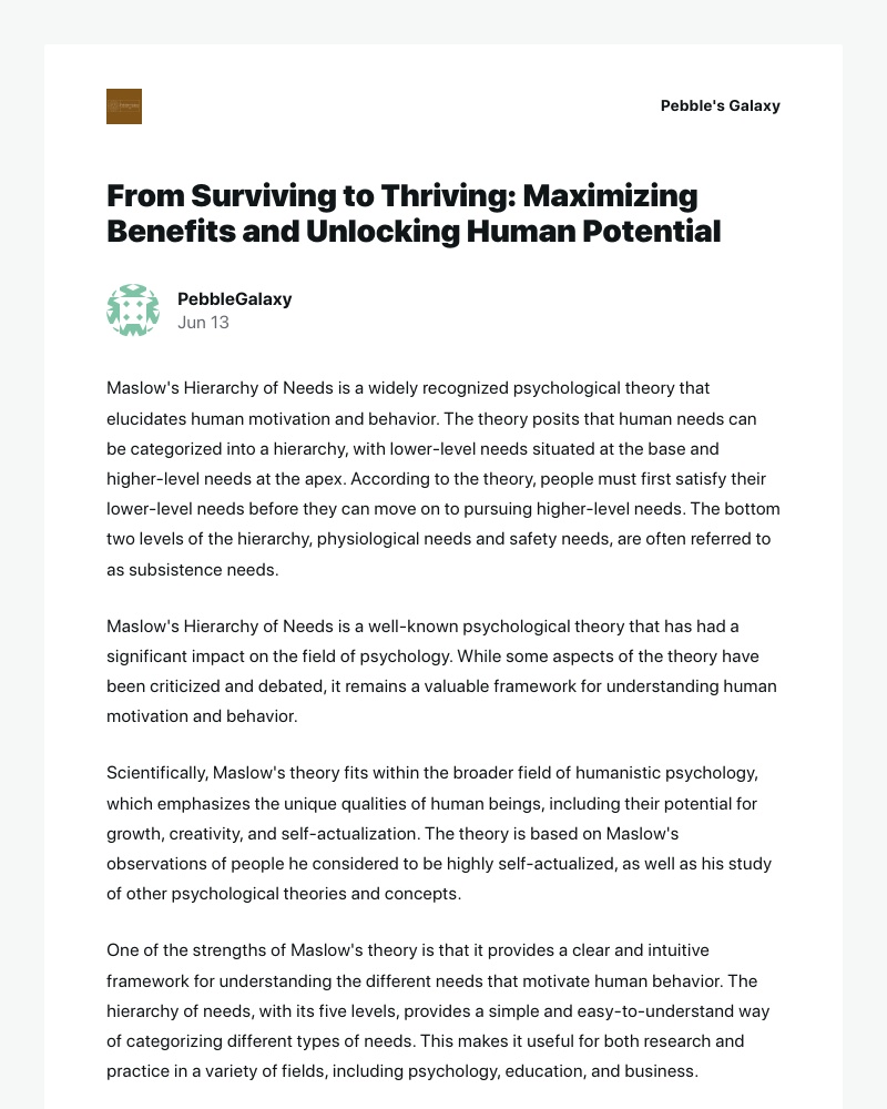 WordPress - [New post] From Surviving to Thriving: Maximizing Benefits and Unlocking Human Potential