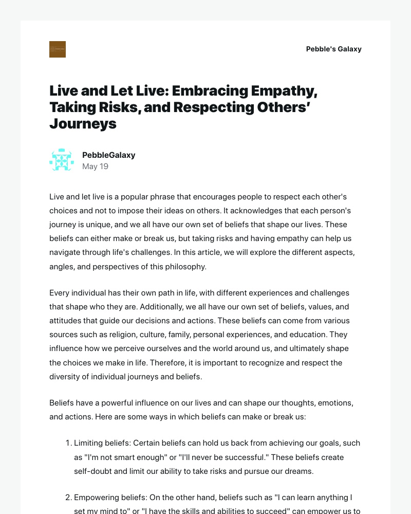 WordPress - [New post] Live and Let Live: Embracing Empathy, Taking Risks, and Respecting Others’ Journeys