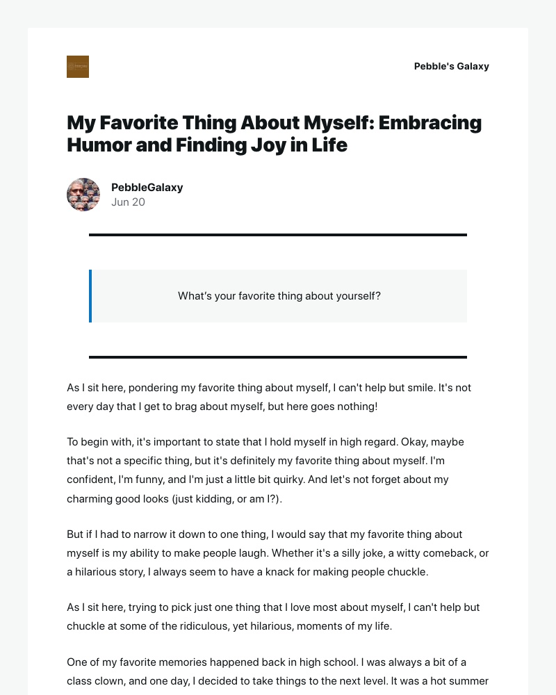 WordPress - [New post] My Favorite Thing About Myself: Embracing Humor and Finding Joy in Life