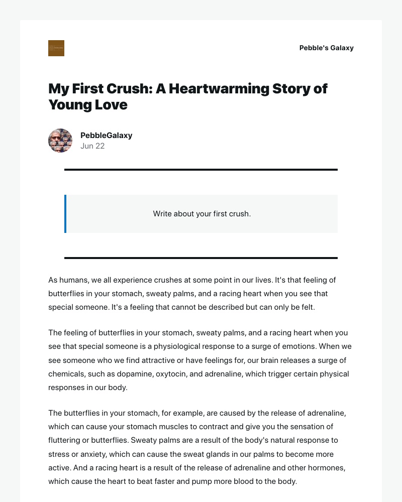 WordPress - [New post] My First Crush: A Heartwarming Story of Young Love