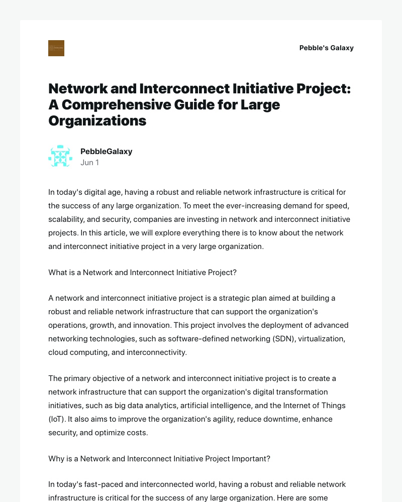 WordPress - [New post] Network and Interconnect Initiative Project: A Comprehensive Guide for Large Organizations