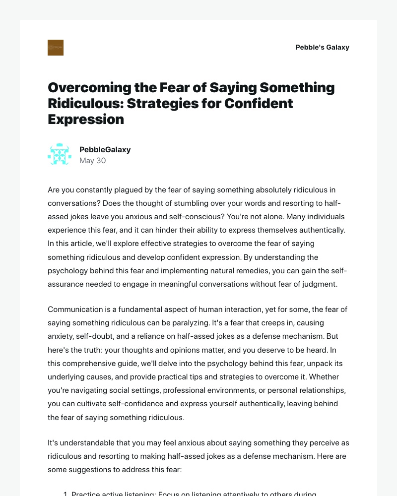 WordPress - [New post] Overcoming the Fear of Saying Something Ridiculous: Strategies for Confident Expression