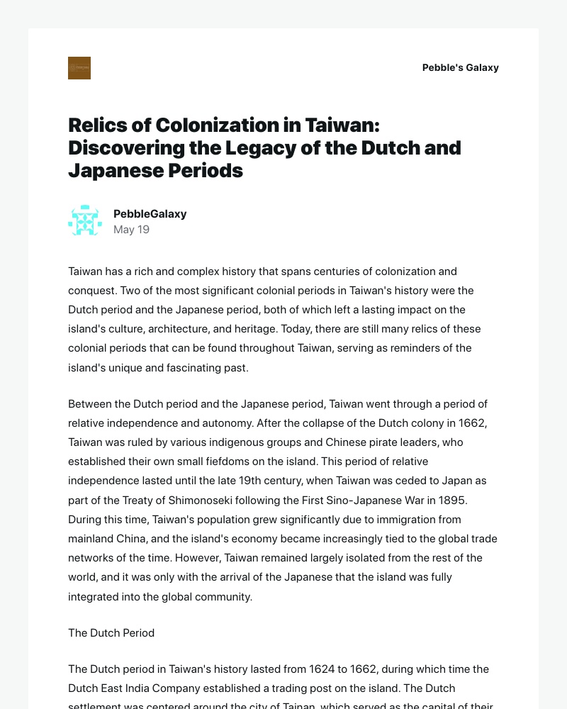 WordPress - [New post] Relics of Colonization in Taiwan: Discovering the Legacy of the Dutch and Japanese Periods