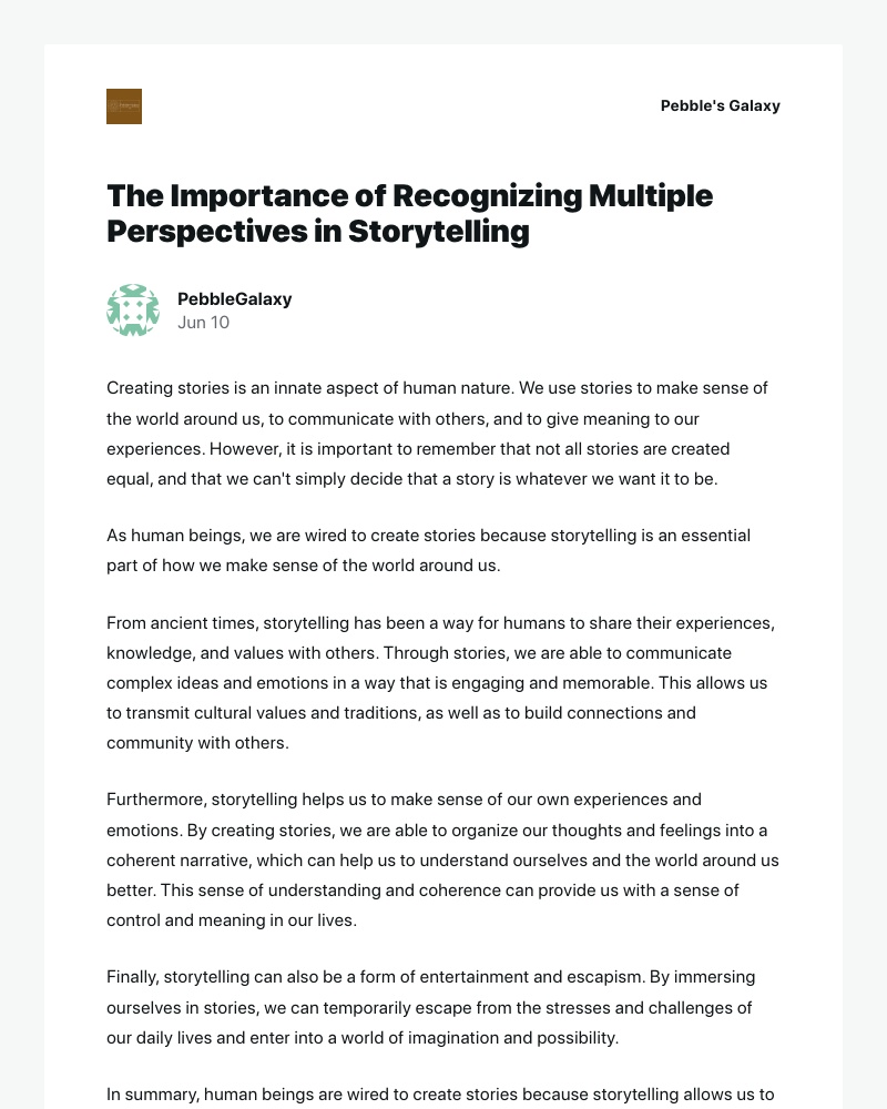 WordPress - [New post] The Importance of Recognizing Multiple Perspectives in Storytelling