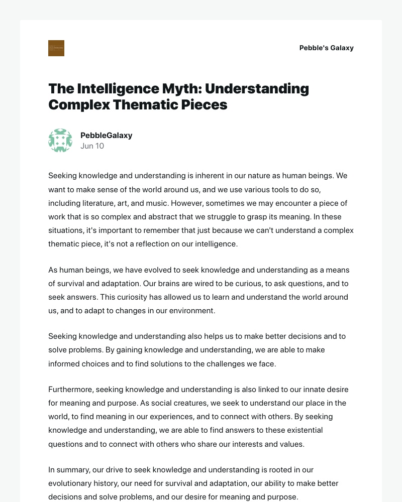 WordPress - [New post] The Intelligence Myth: Understanding Complex Thematic Pieces