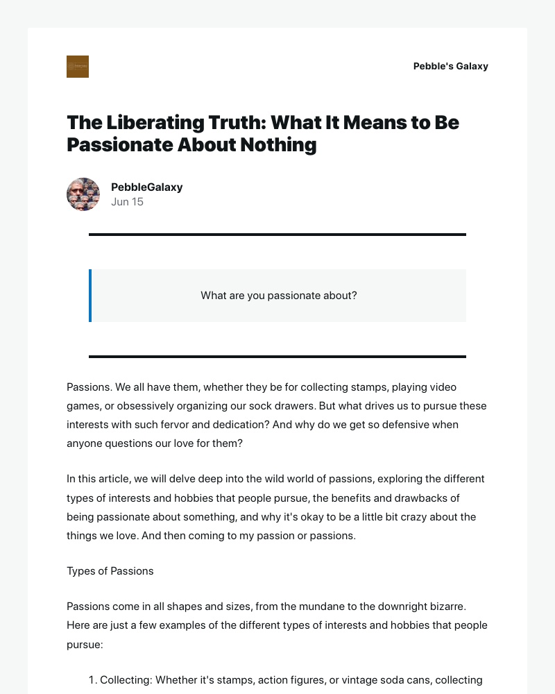 WordPress - [New post] The Liberating Truth: What It Means to Be Passionate About Nothing