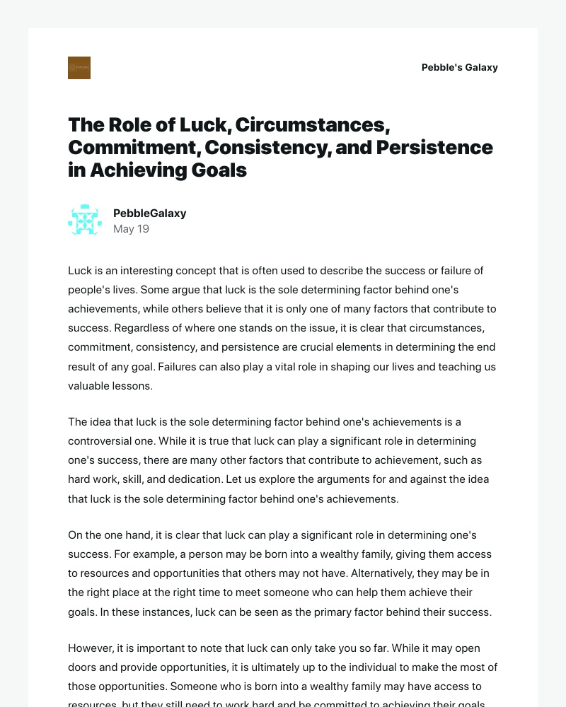 WordPress - [New post] The Role of Luck, Circumstances, Commitment, Consistency, and Persistence in Achieving Goals