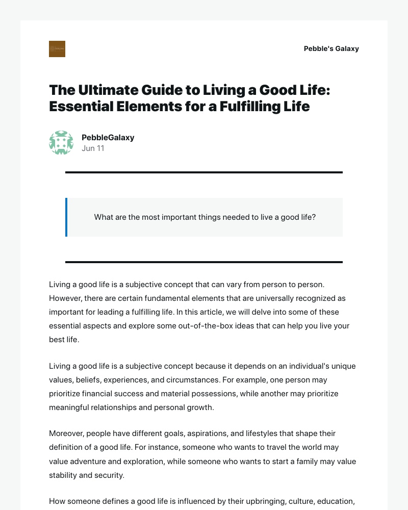 WordPress - [New post] The Ultimate Guide to Living a Good Life: Essential Elements for a Fulfilling Life