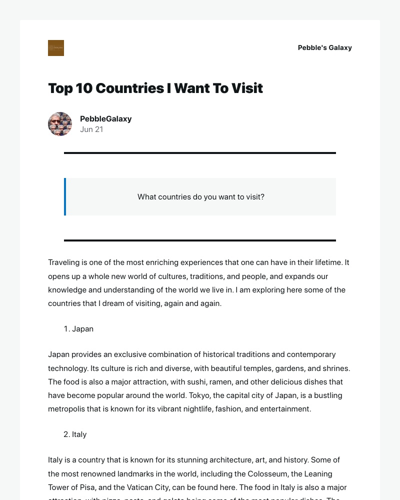 WordPress - [New post] Top 10 Countries I Want To Visit