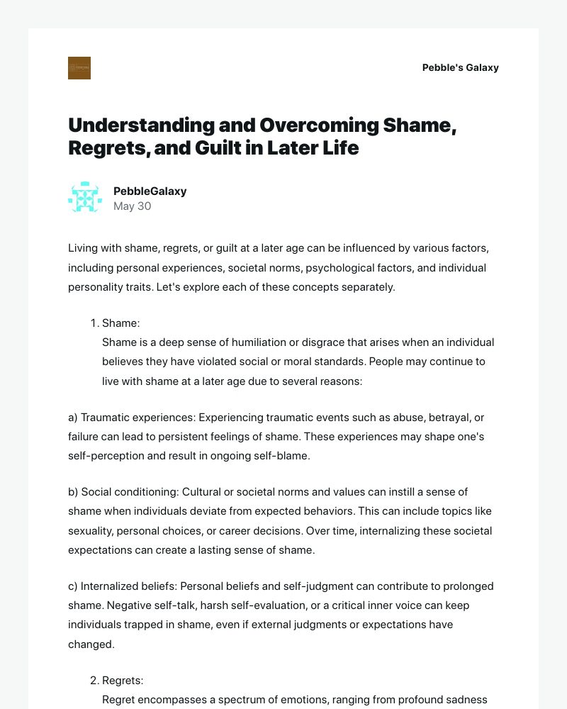 WordPress - [New post] Understanding and Overcoming Shame, Regrets, and Guilt in Later Life