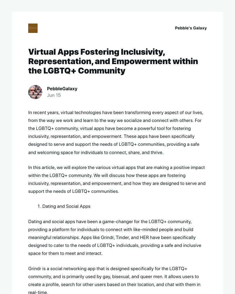 WordPress - [New post] Virtual Apps Fostering Inclusivity, Representation, and Empowerment within the LGBTQ+ Community