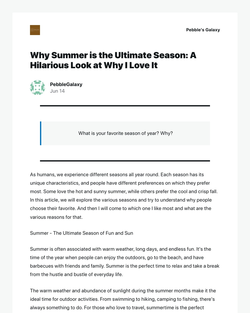 WordPress - [New post] Why Summer is the Ultimate Season: A Hilarious Look at Why I Love It
