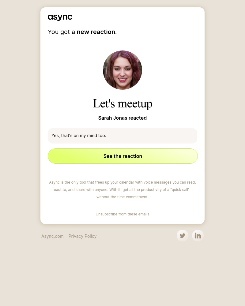 Async - New reaction to Let's meetup