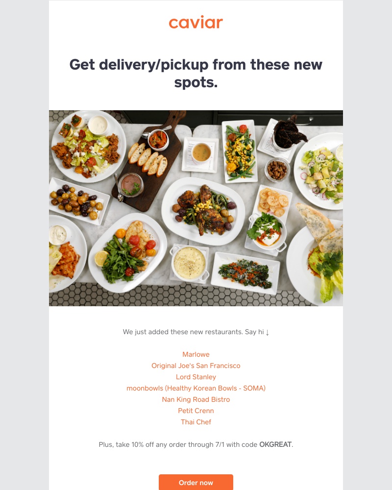  - New restaurants + 10% off
