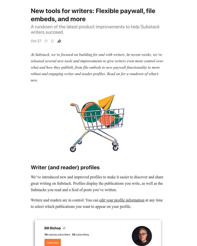 Substack - New tools for writers: Flexible paywall, file embeds, and more